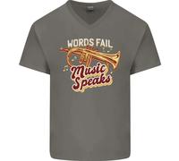 T-Shirt In Cotone A V Per Uomo Flugelhorn Music Speaks Where Words Fail