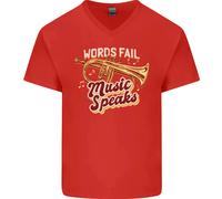 T-Shirt In Cotone A V Per Uomo Flugelhorn Music Speaks Where Words Fail