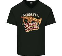 T-Shirt In Cotone A V Per Uomo Flugelhorn Music Speaks Where Words Fail