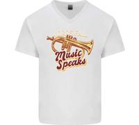 T-Shirt In Cotone A V Per Uomo Flugelhorn Music Speaks Where Words Fail