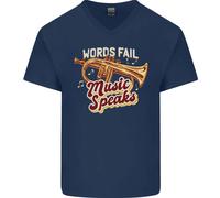 T-Shirt In Cotone A V Per Uomo Flugelhorn Music Speaks Where Words Fail