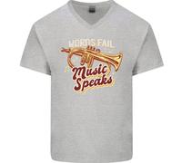 T-Shirt In Cotone A V Per Uomo Flugelhorn Music Speaks Where Words Fail