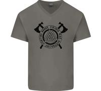 T-Shirt In Cotone A V Per Uomo Honor Vikings War Adrenaline Fighting