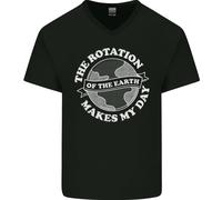 T-Shirt In Cotone A V Per Uomo Pianeti Astronomia Rotazione Della Terra