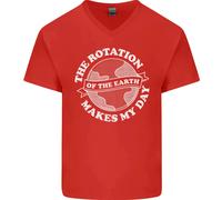 T-Shirt In Cotone A V Per Uomo Pianeti Astronomia Rotazione Della Terra