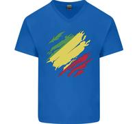 T-Shirt In Cotone Con Collo A V Per Uomini Della Repubblica Del Congo