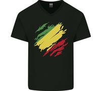 T-Shirt In Cotone Con Collo A V Per Uomini Della Repubblica Del Congo