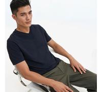 T-shirt in cotone con scollo a V e maniche corte Blu 3XL Tinta unita