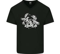 T-Shirt In Cotone Con Simbolo Valknut Dei Vikings E Corvi Da Uomo A V