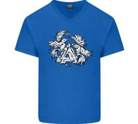 T-Shirt In Cotone Con Simbolo Valknut Dei Vikings E Corvi Da Uomo A V