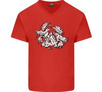T-Shirt In Cotone Con Simbolo Valknut Dei Vikings E Corvi Da Uomo A V