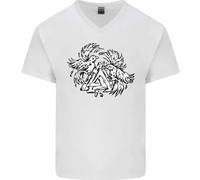 T-Shirt In Cotone Con Simbolo Valknut Dei Vikings E Corvi Da Uomo A V