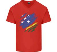 T-Shirt In Cotone Da Uomo Con Collo A V Bandiera Delle Isole Salomone