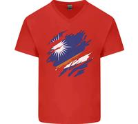 T-Shirt In Cotone Da Uomo Con Collo A V Della Bandiera Delle Isole Marshall