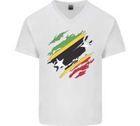 T-Shirt In Cotone Da Uomo Con Collo A V Della Bandiera Di Saint Kitts E Nevis