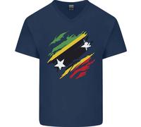 T-Shirt In Cotone Da Uomo Con Collo A V Della Bandiera Di Saint Kitts E Nevis