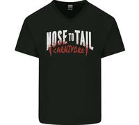 T-Shirt In Cotone Da Uomo V-Neck Carnivoro BBQ Nose To Tail