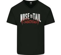 T-Shirt In Cotone Da Uomo V-Neck Carnivoro BBQ Nose To Tail