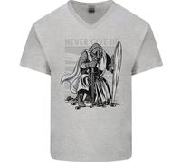 T-Shirt In Cotone Da Uomo V-Neck Dei Cavalieri Teutonici Non Mollare Mai