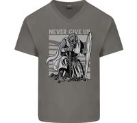 T-Shirt In Cotone Da Uomo V-Neck Dei Cavalieri Teutonici Non Mollare Mai