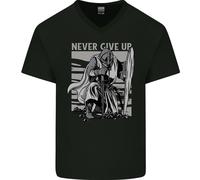 T-Shirt In Cotone Da Uomo V-Neck Dei Cavalieri Teutonici Non Mollare Mai