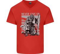 T-Shirt In Cotone Da Uomo V-Neck Dei Cavalieri Teutonici Non Mollare Mai