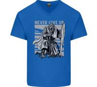 T-Shirt In Cotone Da Uomo V-Neck Dei Cavalieri Teutonici Non Mollare Mai