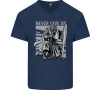 T-Shirt In Cotone Da Uomo V-Neck Dei Cavalieri Teutonici Non Mollare Mai