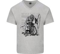 T-Shirt In Cotone Da Uomo V-Neck Dei Cavalieri Teutonici Non Mollare Mai