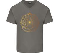 T-Shirt In Cotone Da Uomo V-Neck Per La Meditazione Spirituale E La Pace