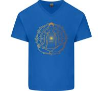 T-Shirt In Cotone Da Uomo V-Neck Per La Meditazione Spirituale E La Pace