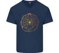 T-Shirt In Cotone Da Uomo V-Neck Per La Meditazione Spirituale E La Pace