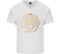 T-Shirt In Cotone Da Uomo V-Neck Per La Meditazione Spirituale E La Pace