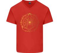 T-Shirt In Cotone Da Uomo V-Neck Per La Meditazione Spirituale E La Pace