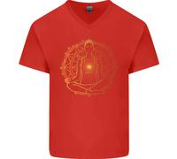 T-Shirt In Cotone Da Uomo V-Neck Per La Meditazione Spirituale E La Pace
