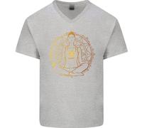 T-Shirt In Cotone Da Uomo V-Neck Per La Meditazione Spirituale E La Pace