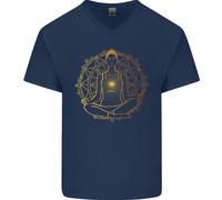 T-Shirt In Cotone Da Uomo V-Neck Per La Meditazione Spirituale E La Pace