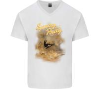 T-Shirt In Cotone Da Uomo V-Neck Spray And Pray Per Kitesurfing