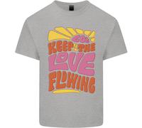 T-Shirt In Cotone Divertente Hippy Pace Uomo 60S Keep The Love Flowing