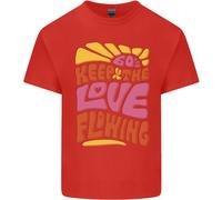 T-Shirt In Cotone Divertente Hippy Pace Uomo 60S Keep The Love Flowing