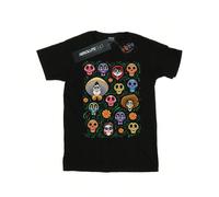 T-shirt in cotone nera da donna/ragazza con stampa di teste di cocco stile boyfriend 100% cotone filato ad anello. Tessuto: peso medio. Design: stampato. Scollo: girocollo, Lycra a coste. Tipo di mani