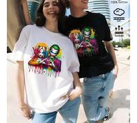 T-shirt in cotone per coppie, t-shirt con motivi di Gotham Joker e Harley Quinn, nuovi top sportivi in stile college per la primavera/estate, top a maniche corte drappeggiati, alla moda, morbidi e tra