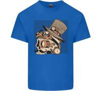 T-Shirt In Cotone Steampunk Con Teschio E Moustache Uomo