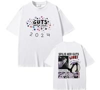 T-Shirt in Cotone T-Shirt Unisex retrò Oversize Olivia Rodrigo Guts T-Shirt da Concerto Uomo Donna T-Shirt Estiva in Cotone con O-Collo XS-3XL-Black||XS