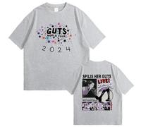 T-Shirt in Cotone T-Shirt Unisex retrò Oversize Olivia Rodrigo Guts T-Shirt da Concerto Uomo Donna T-Shirt Estiva in Cotone con O-Collo XS-3XL-Black||XS