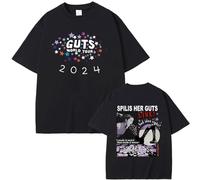 T-Shirt in Cotone T-Shirt Unisex retrò Oversize Olivia Rodrigo Guts T-Shirt da Concerto Uomo Donna T-Shirt Estiva in Cotone con O-Collo XS-3XL-Black||XS