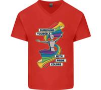 T-Shirt In Cotone V-Neck Con Colori Del Gay Pride Per Uomini