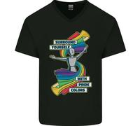 T-Shirt In Cotone V-Neck Con Colori Del Gay Pride Per Uomini