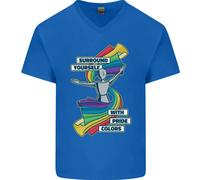 T-Shirt In Cotone V-Neck Con Colori Del Gay Pride Per Uomini