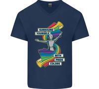 T-Shirt In Cotone V-Neck Con Colori Del Gay Pride Per Uomini